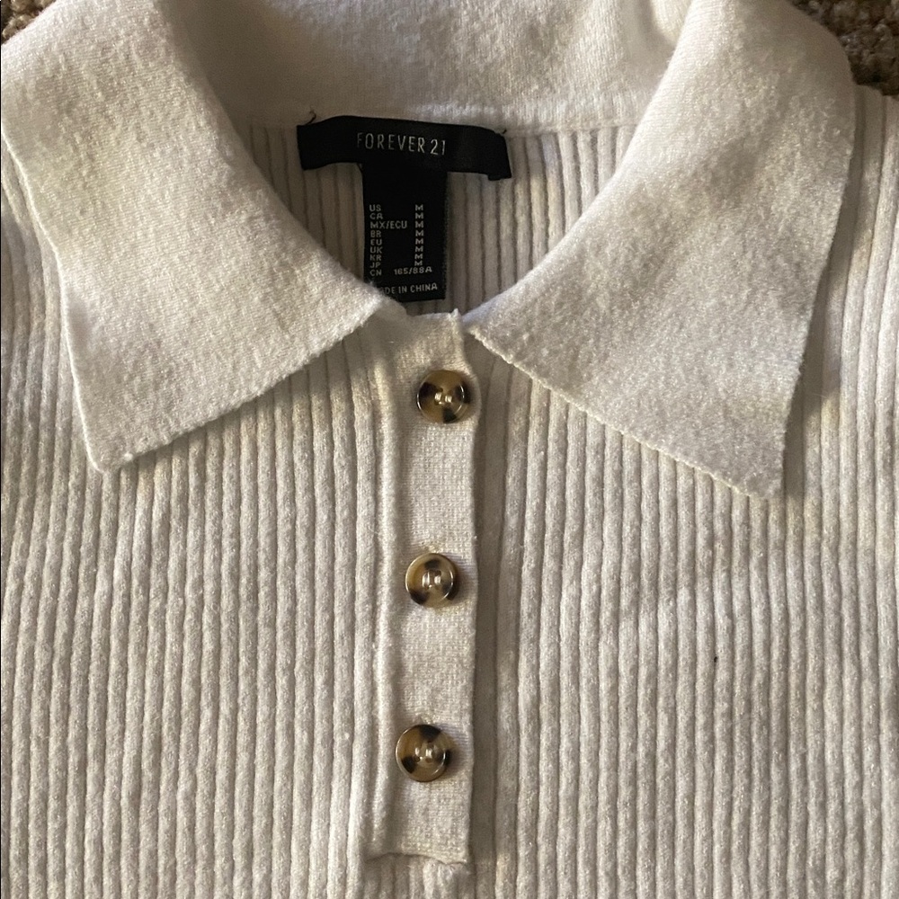 Junior’s White Ribbed Polo Shirt - Picture 5 of 8
